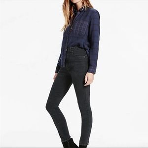 NWT Lucky Brand Women's Navy Contrasting Plaid Button Down Shirt - SIZE Small